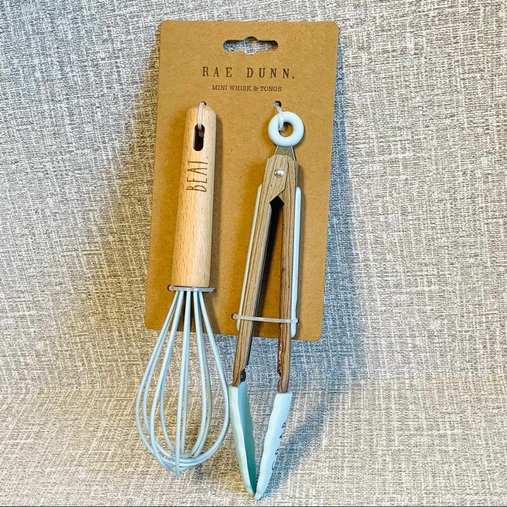 Rae Dunn Mini Whisk & Tongs Light  Blue